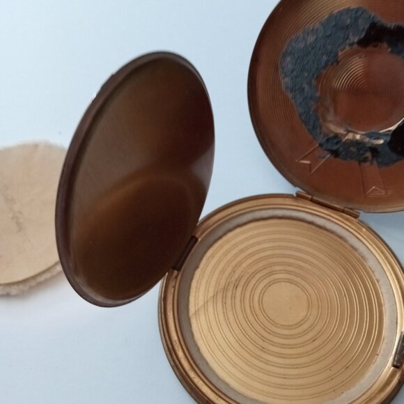 Vintage Gold Round Hat "Dorothy Gray" Compact Mirror Makeup Original Antique - Picture 2 of 10